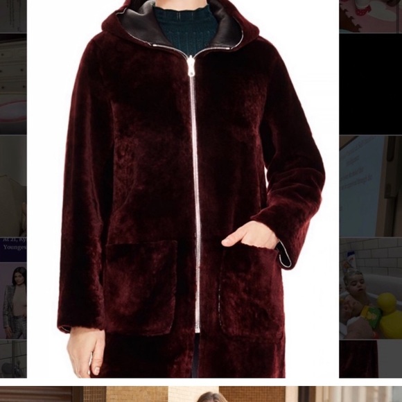 Sandro Shearling Leather Reversible Coat - Picture 9 of 9